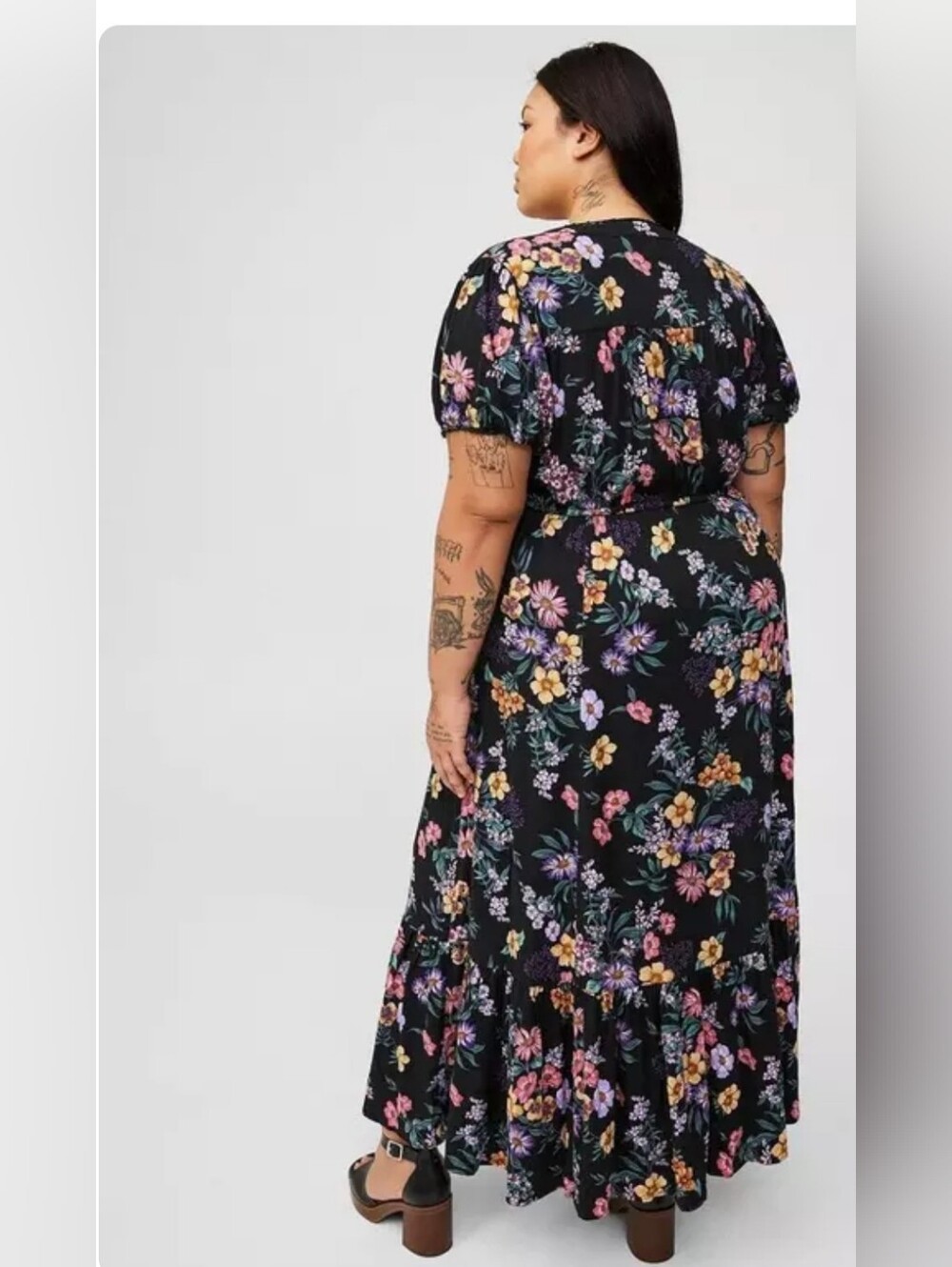 Torrid Black Floral Tie Maxi Dress Size 1 (1X) - Picture 2 of 14